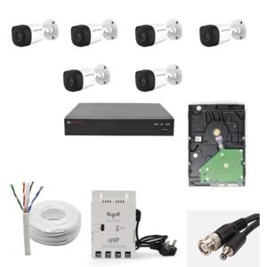 CP PLUS Full HD 8 Channel DVR with 2.4 MP 6 Outdoor Cameras [Built-in Audio MIC + Motion Detection] + 1 TB HDD + 8 Ch SMPS + CCTV Cable, JK Vision HDMI+BNC/DC Set, White