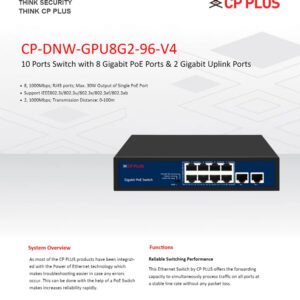 CP Plus-POE Switch/8+2 Giga Switch